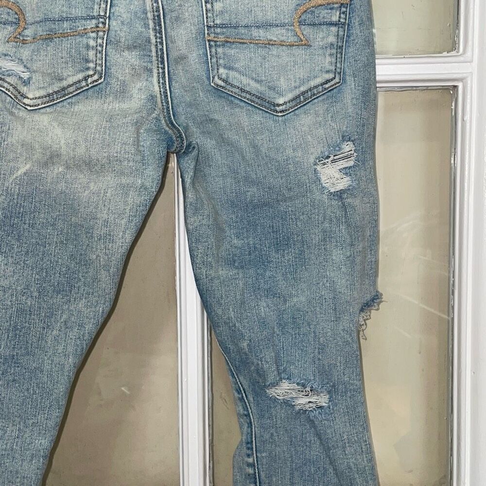 America Eagle next level stretch distressed hi rise jegging crop size 4 short - Picture 8 of 14